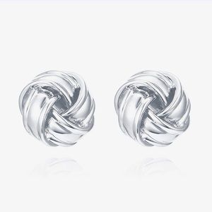 Pavoi white gold “Love Knot” earrings